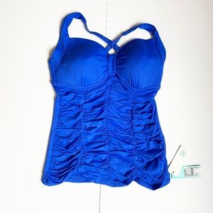 SEAFOLLY DD Tankini Ruching High Back Lapis Blue